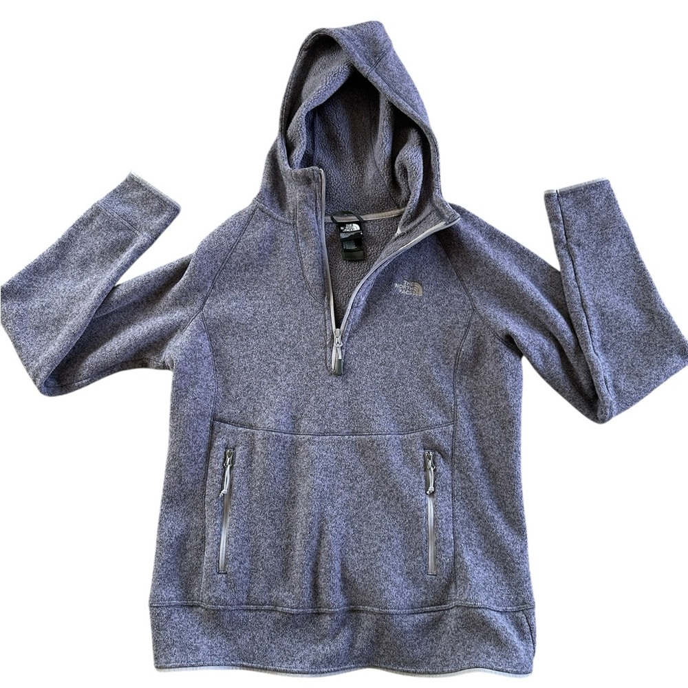 The North Face 1/2 Zip Hoodie Purple Heather Fleece Sweatshirt Size L